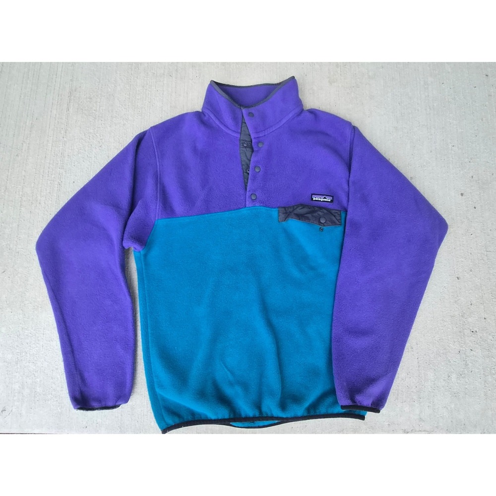 Patagonia Synchilla Snap-T Men's Small Purple Teal Colorblock 25580 FA15